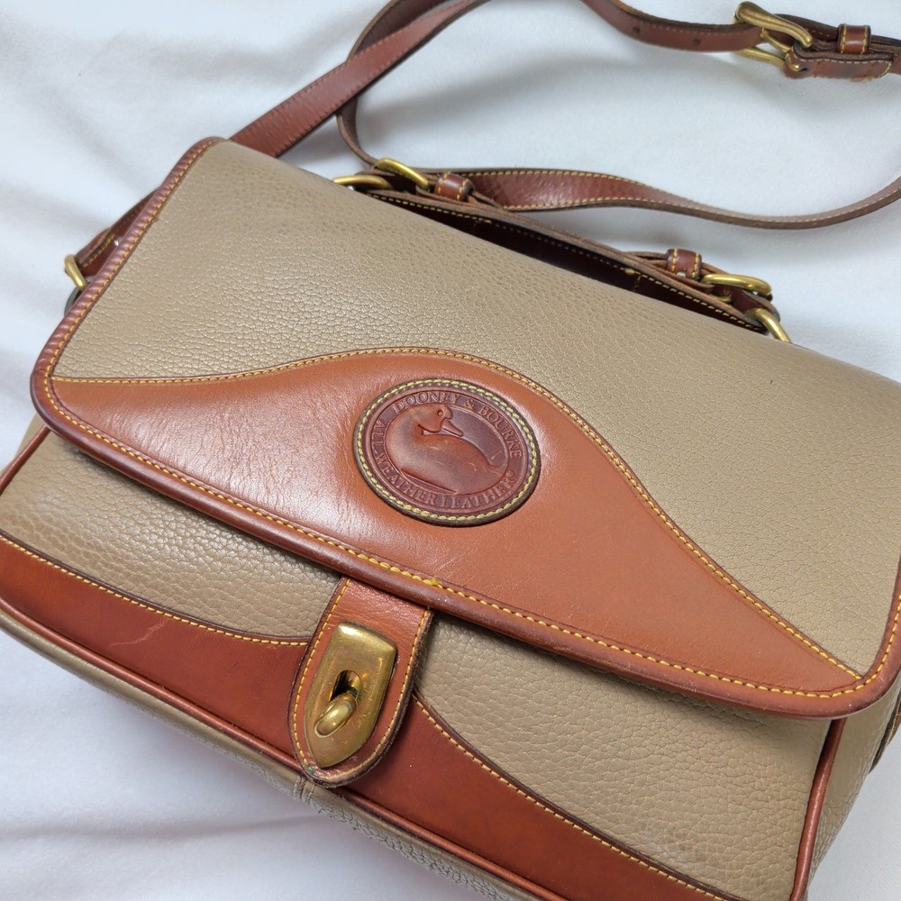 Dooney & Bourke R701 TP Carrier Shoulder Bag Taupe Tan All Weather Leather